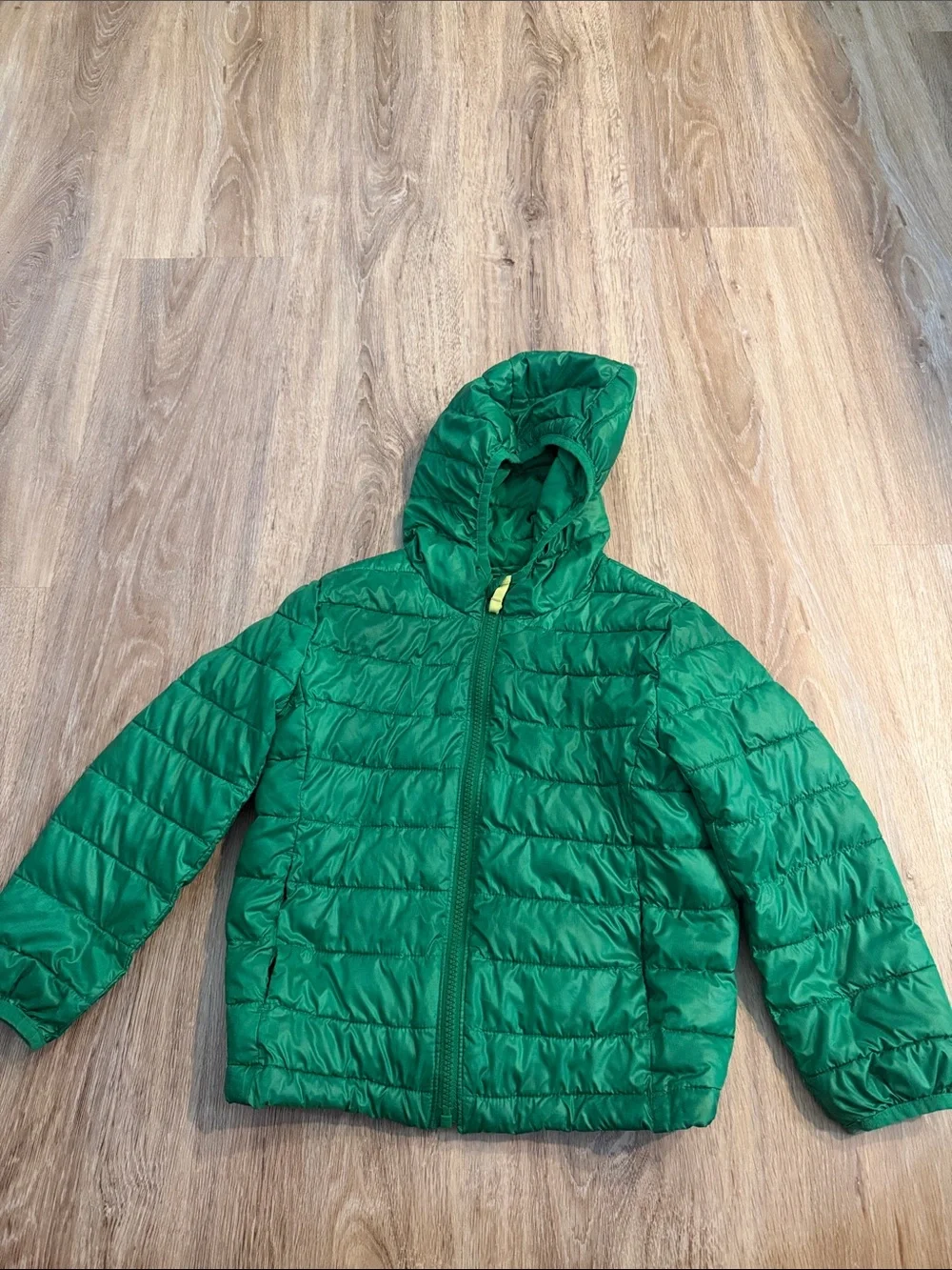 Primary Bright Green Quilted Jacket with Hood